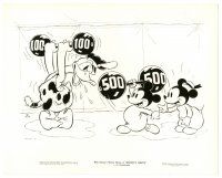 5k645 MICKEY'S CIRCUS 8x10 still '36 Disney cartoon, Donald Duck lifting weights with orphan mice!