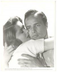 5k976 WILD ONE 8x10.25 still '53 romantic close up of Marlon Brando held by pretty Mary Murphy!