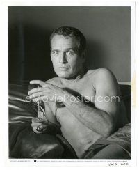5k918 TOWERING INFERNO 8.25x10 still '74 great c/u of barechested Paul Newman with wine glass!