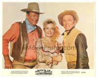 5k110 WAR WAGON color 8x10 still '67 Joanna Barnes between cowboys John Wayne & Kirk Douglas!