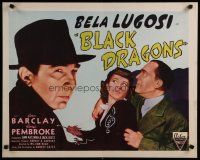 5m033 BLACK DRAGONS 1/2sh R49 creepy Bela Lugosi, Jean Barclay, George Pembroke, sci-fi horror