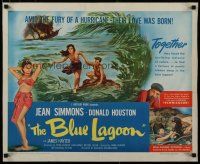 5m036 BLUE LAGOON style B 1/2sh '49 great sexy artwork of Jean Simmons, Donald Houston!