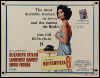 5m049 BUTTERFIELD 8 style A 1/2sh '60 cool art of sexy Elizabeth Taylor as prostitute!