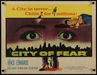 5m061 CITY OF FEAR 1/2sh '59 crazy Vince Edwards, cool eyes over L.A. skyline image!
