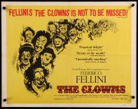 5m062 CLOWNS 1/2sh '71 Federico Fellini, wonderful artwork of many circus clowns!