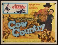 5m069 COW COUNTRY 1/2sh '53 Edmond O'Brien, love as violent as the lawless life they led!
