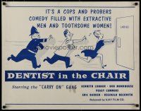 5m074 DENTIST IN THE CHAIR 1/2sh '61 wacky art of woman running from dentist running from cop!