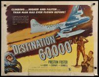 5m076 DESTINATION 60,000 style B 1/2sh '57 cool artwork of military man-flown bullets of the skies!