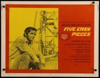 5m088 FIVE EASY PIECES 1/2sh '70 great close up of Jack Nicholson, directed by Bob Rafelson!