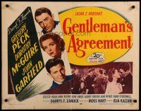 5m095 GENTLEMAN'S AGREEMENT 1/2sh R53 Elia Kazan, Gregory Peck, Dorothy McGuire, John Garfield