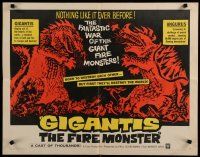 5m098 GIGANTIS THE FIRE MONSTER 1/2sh '59 cool art of Godzilla breathing flames at Angurus!