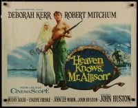 5m113 HEAVEN KNOWS MR. ALLISON 1/2sh '57 barechested Robert Mitchum w/rifle & nun Deborah Kerr!