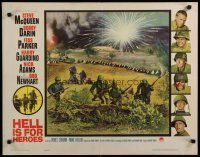 5m115 HELL IS FOR HEROES 1/2sh '62 Steve McQueen, Bob Newhart, cool art of WWII battle!