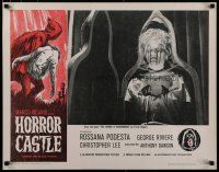 5m126 HORROR CASTLE 1/2sh '64 Where the Blood Flows, cool art of cloaked figure carrying girl!