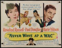 5m232 NEVER WAVE AT A WAC style A 1/2sh '53 sexy Rosalind Russell & Marie Wilson, Paul Douglas!
