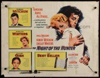 5m233 NIGHT OF THE HUNTER style B 1/2sh '55 Robert Mitchum, Shelley Winters, Laughton classic noir!