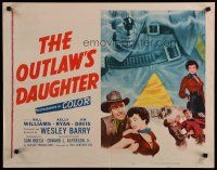 5m254 OUTLAW'S DAUGHTER 1/2sh '54 Bill Williams, sexy Kelly Ryan, cool art of pointing gun!