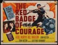 5m297 RED BADGE OF COURAGE style A 1/2sh '51 Audie Murphy, John Huston, from Civil War novel!