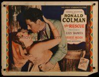 5m299 RESCUE red title 1/2sh '29 great image of Ronald Colman w/beautiful Lily Damita!