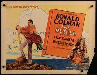 5m300 RESCUE white title 1/2sh '29 great image of Ronald Colman holding beautiful Lily Damita!