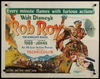 5m311 ROB ROY style B 1/2sh '54 Disney, artwork of Richard Todd as The Scottish Highland Rogue!