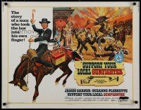 5m366 SUPPORT YOUR LOCAL GUNFIGHTER 1/2sh '71 wacky art of cowboy James Garner on donkey!