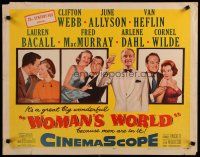 5m423 WOMAN'S WORLD 1/2sh '54 June Allyson, Clifton Webb, Van Heflin, Lauren Bacall, Arlene Dahl!