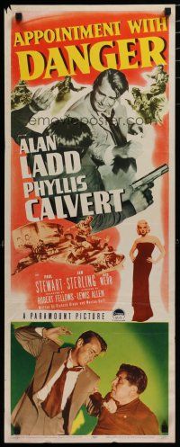 5m450 APPOINTMENT WITH DANGER insert '51 tough Alan Ladd taking out bad guy, film noir!
