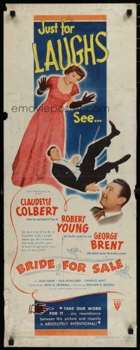 5m489 BRIDE FOR SALE insert '49 Claudette Colbert caught between Robert Young & George Brent!
