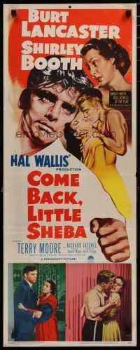 5m508 COME BACK LITTLE SHEBA insert '53 art of Burt Lancaster, Shirley Booth, Jaeckel & Moore!
