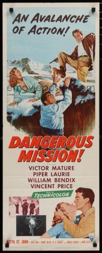 5m524 DANGEROUS MISSION insert '54 Victor Mature, Piper Laurie, an avalanche of action!
