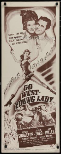 5m578 GO WEST YOUNG LADY insert R51 sexiest showgirl Ann Miller with two guns, Glenn Ford, Singleton
