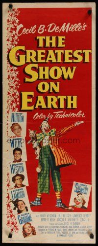 5m585 GREATEST SHOW ON EARTH insert '52 Cecil B. DeMille circus classic, Heston, James Stewart!
