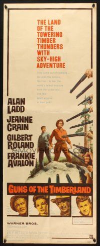 5m587 GUNS OF THE TIMBERLAND insert '60 Alan Ladd, Jeanne Crain, first Frankie Avalon!