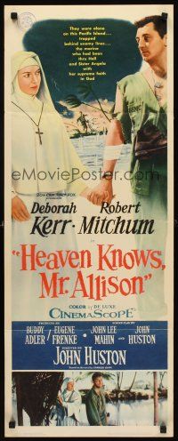 5m591 HEAVEN KNOWS MR. ALLISON insert '57 Robert Mitchum in uniform w/ nun Deborah Kerr!