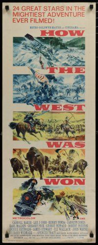 5m601 HOW THE WEST WAS WON insert '64 John Ford epic, all-star cast, cool action artwork!