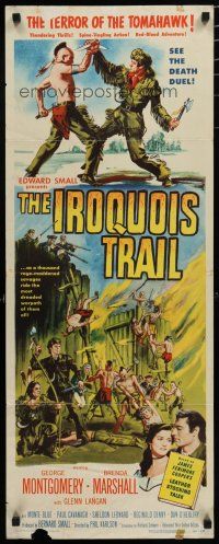 5m615 IROQUOIS TRAIL insert '50 art of George Montgomery fighting with Native American!