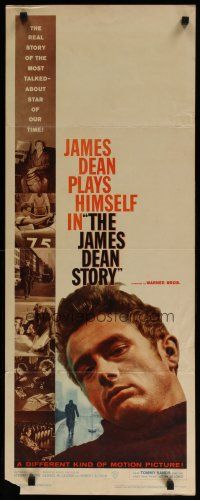 5m617 JAMES DEAN STORY insert '57 cool close up smoking artwork, was he a Rebel or a Giant?