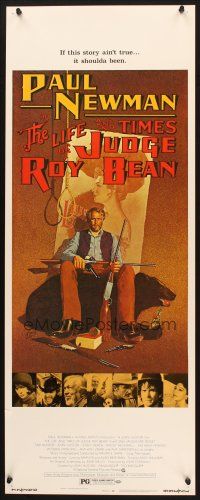 5m639 LIFE & TIMES OF JUDGE ROY BEAN insert '72 John Huston, art of Paul Newman by Richard Amsel!