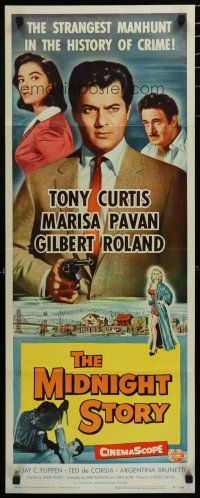 5m666 MIDNIGHT STORY insert '57 Tony Curtis in strangest San Francisco manhunt in crime's history!
