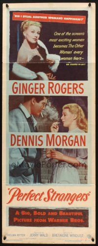 5m693 PERFECT STRANGERS insert '50 Ginger Rogers in fur & fine jewelry, smoking w/Dennis Morgan!
