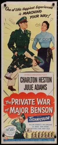 5m704 PRIVATE WAR OF MAJOR BENSON insert '55 art of Charlton Heston ordering around little kids!