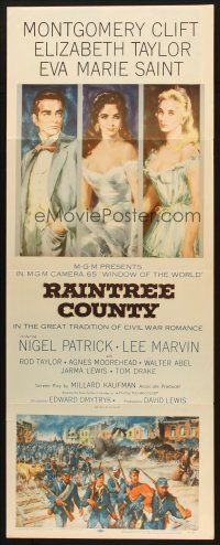 5m706 RAINTREE COUNTY insert '57 art of Montgomery Clift, Elizabeth Taylor & Eva Marie Saint!