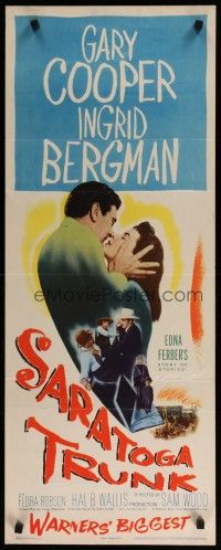 5m733 SARATOGA TRUNK insert '45 c/u of Gary Cooper about to kiss Ingrid Bergman, by Edna Ferber!