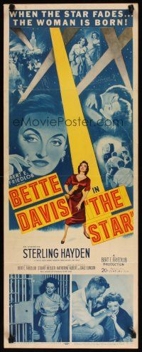 5m775 STAR insert '53 great art of Hollywood actress Bette Davis holding Oscar in the spotlight!