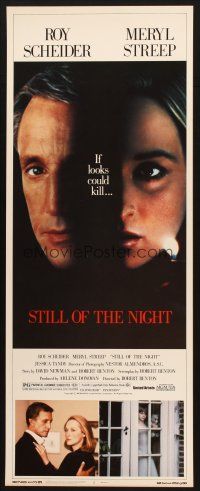 5m779 STILL OF THE NIGHT insert '82 super c/u of Roy Scheider & Meryl Streep, if looks could kill!