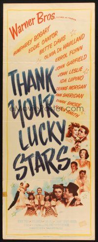 5m792 THANK YOUR LUCKY STARS insert '43 Errol Flynn, Humphrey Bogart, Bette Davis & more pictured!