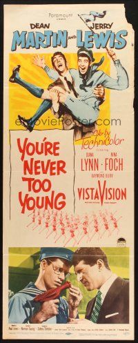5m849 YOU'RE NEVER TOO YOUNG insert '55 great image of Dean Martin & wacky Jerry Lewis!