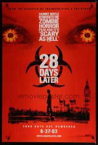 5p011 28 DAYS LATER teaser 1sh '03 Danny Boyle, Cillian Murphy vs. zombies in London!
