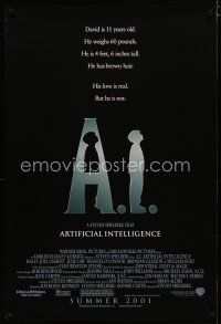 5p018 A.I. ARTIFICIAL INTELLIGENCE advance DS 1sh '01 Steven Spielberg, Haley Joel Osment, Jude Law